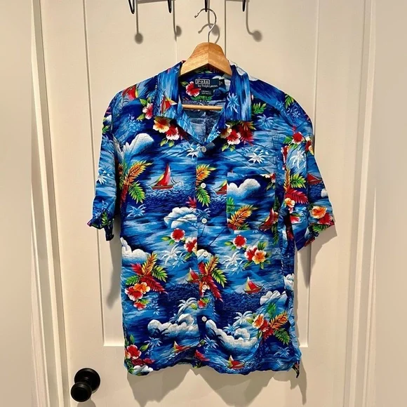 Vintage Polo Ralph Lauren Caldwell Rayon Hawaiian Floral Shirt- Men’s Medium - Picture 1 of 3